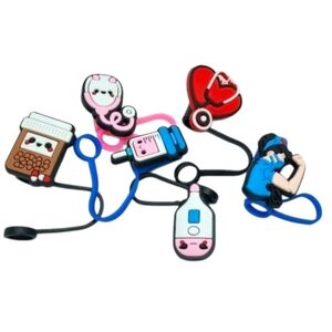 Medical Nurse Straw Cover Topper Set Of 4 ~NEW